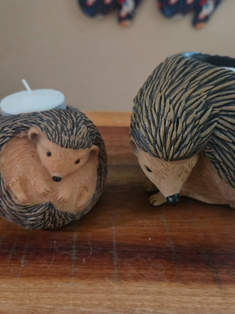 PARTYLITE NATURES LOVER MAMA & BABY HEDGEHOG TEA LIGHT HOLDERS